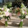 Dee Blush pinks and white bridesmaids bouquets for The Five Arrows Hotel Wa